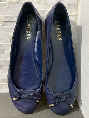 Lauren Ralph Lauren Jayna Nappa Leather Flat in navy